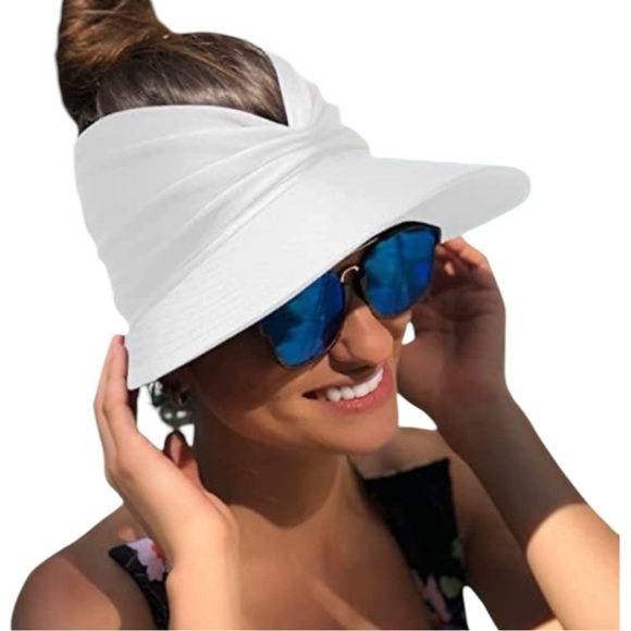 Women’s Sun Visor Beach Hat. Sun blocker Color:White OSFM Beach Summertime - Picture 8 of 9